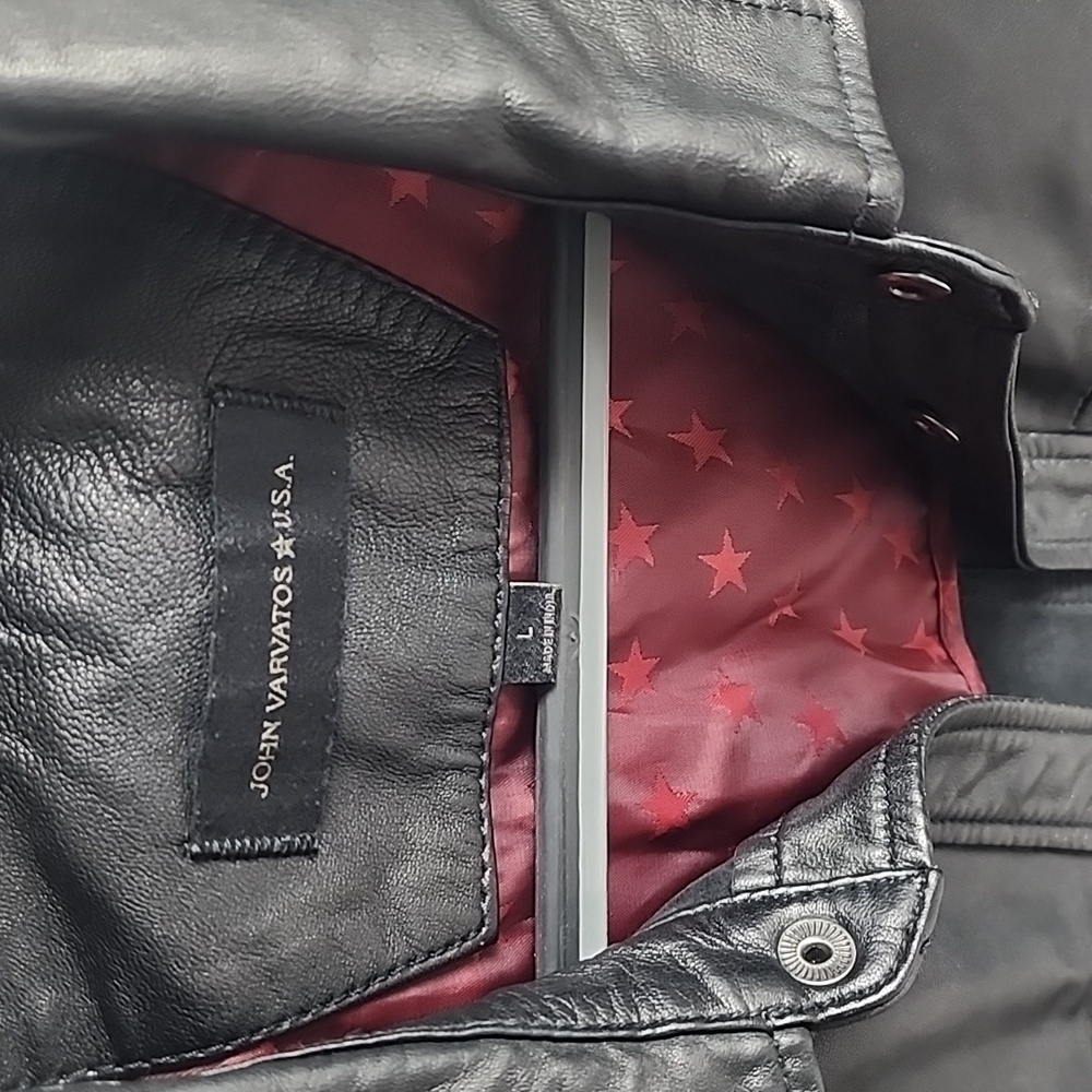 John Varvatos Black Leather Shirt Jacket - Picture 2 of 10